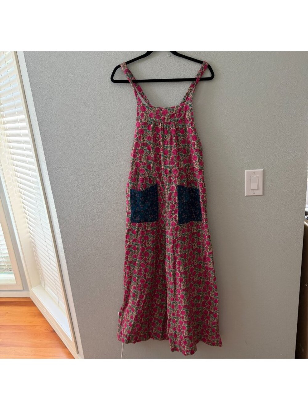 Natural Life Dakota Cotton Tie Overall Wide Leg Jumpsuit SMALL Cotton